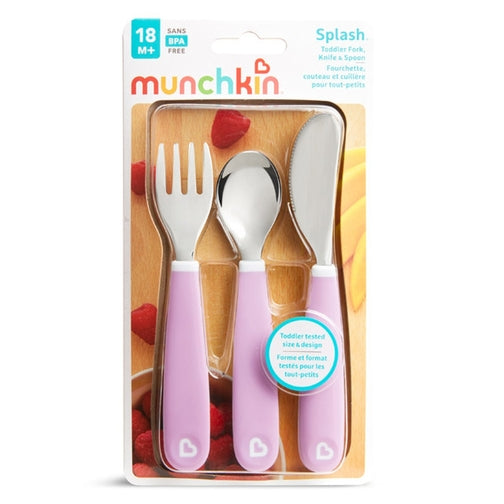 Munchkin 3pk Splash Fork Knife Spoon-Purple