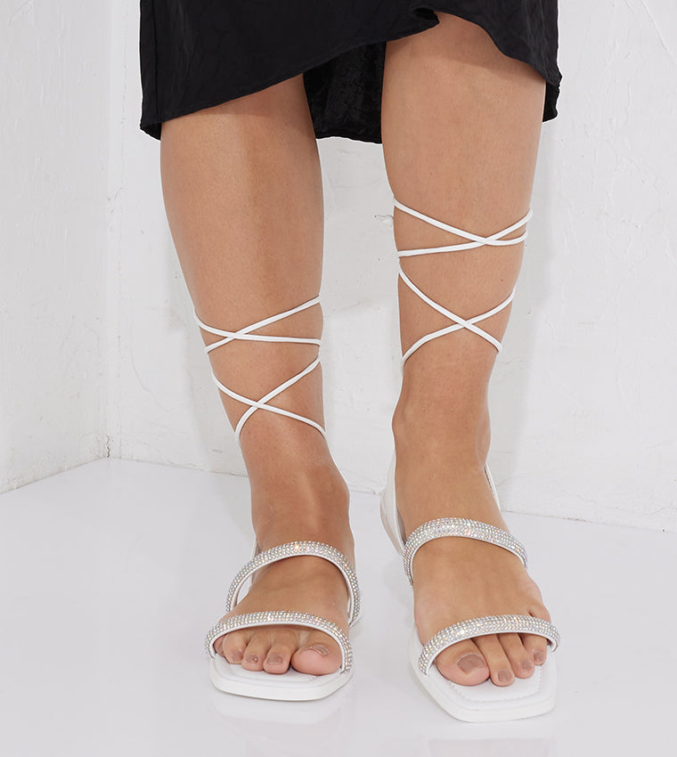 Call it Spring ALLI Tie-Up Ankle Flat Sandals