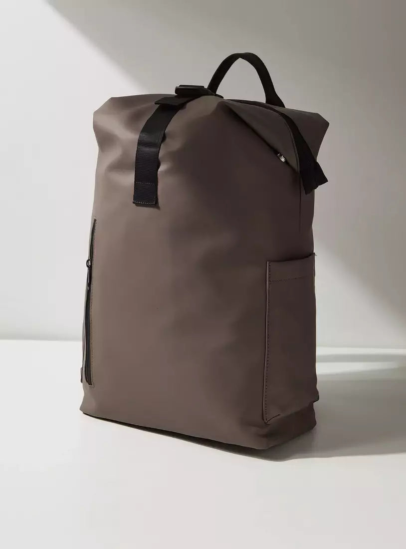 Max Solid Backpack with Zipper Closure and Side Pocket