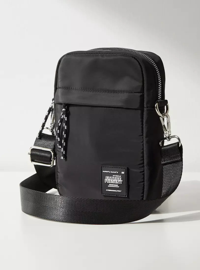 Max Typography Applique Crossbody Bag with Adjustable Strap