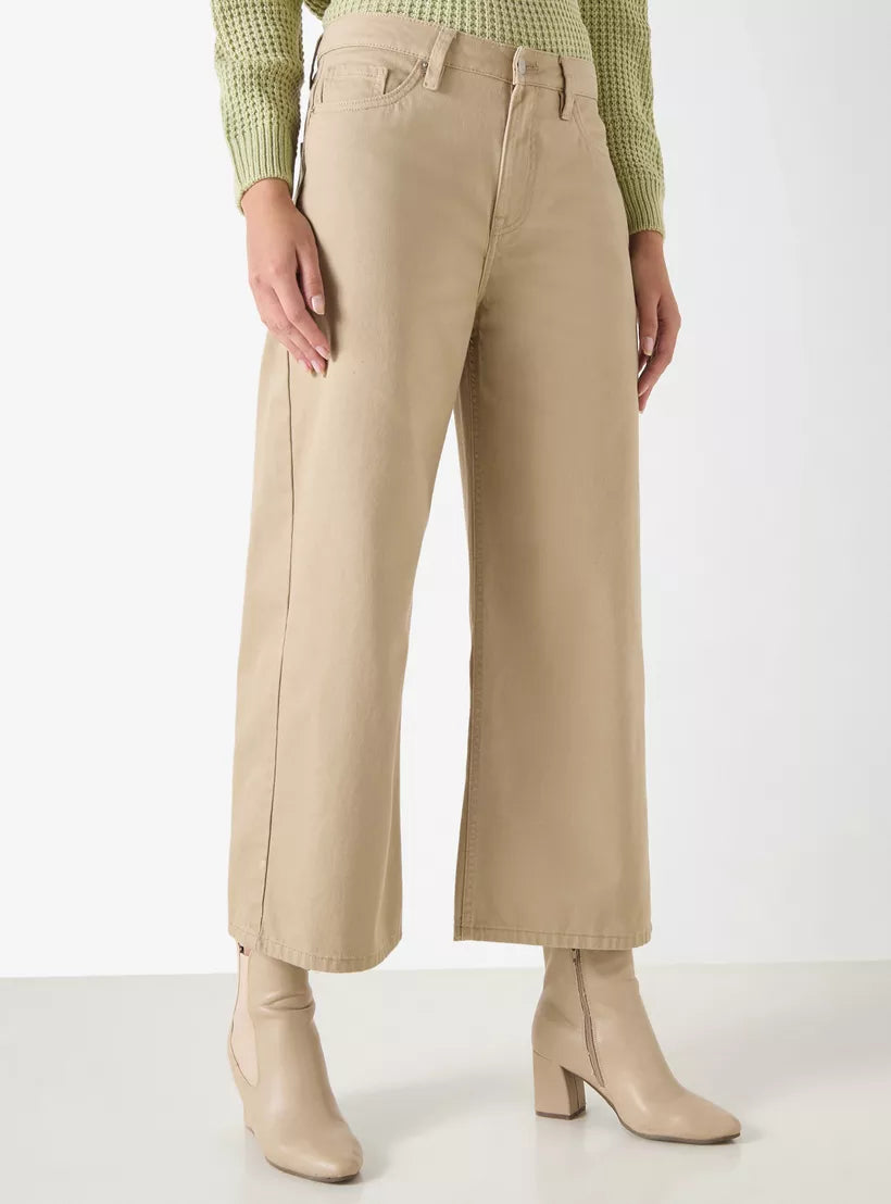 Splash Solid Mid-Rise Wide Leg Jeans