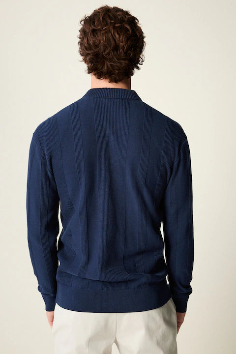 Next Knitted Long Sleeve Polo Shirt