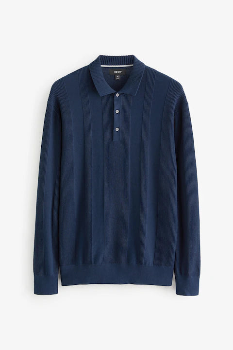 Next Knitted Long Sleeve Polo Shirt
