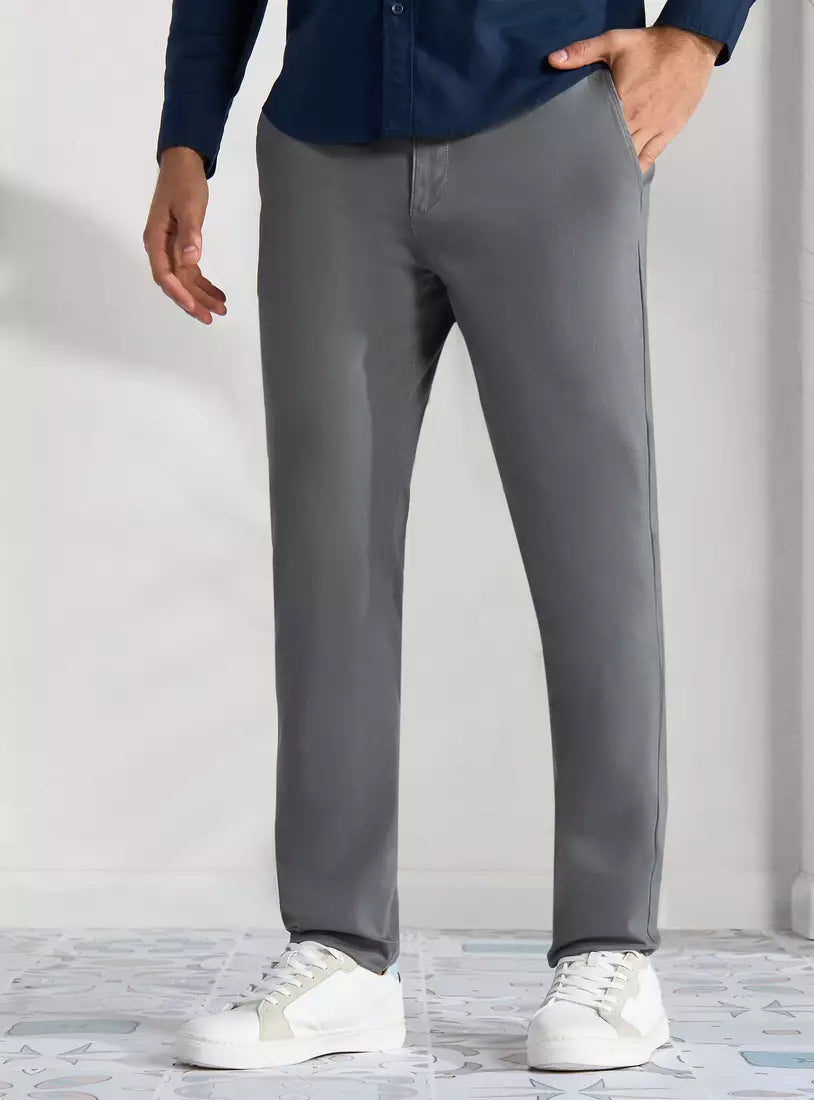 Max Slim Fit Plain Chino Pants with Pocket Detail and Belt Loops
