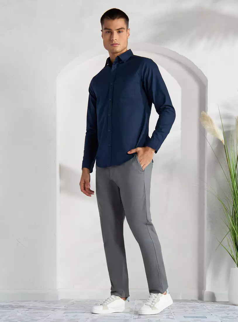 Max Slim Fit Plain Chino Pants with Pocket Detail and Belt Loops