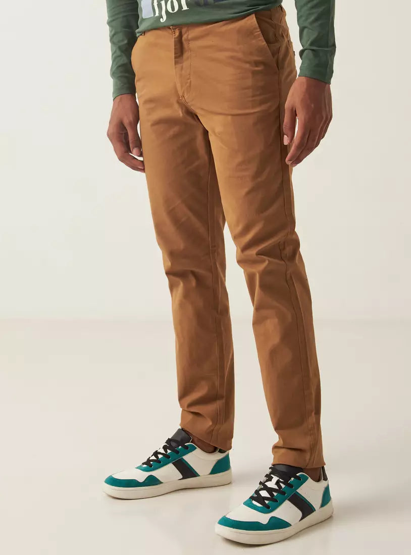 Max Slim Fit Plain Chino Pants with Pocket Detail and Belt Loops