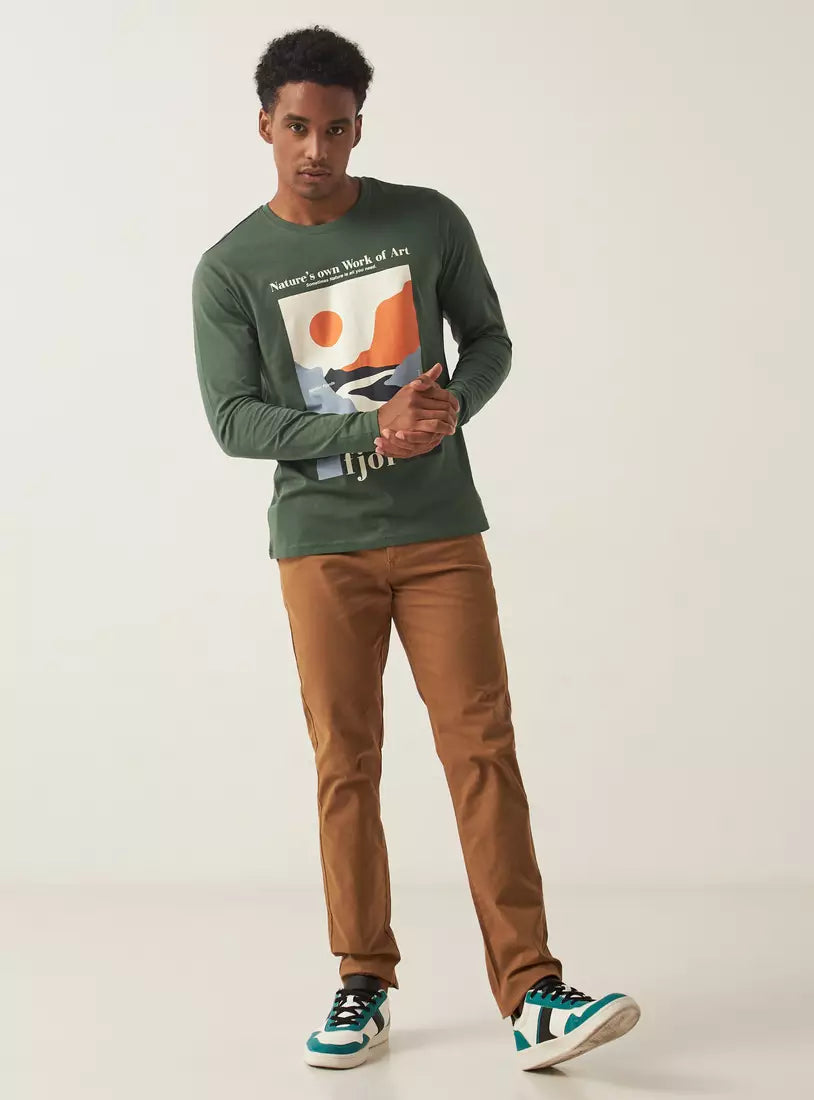 Max Slim Fit Plain Chino Pants with Pocket Detail and Belt Loops