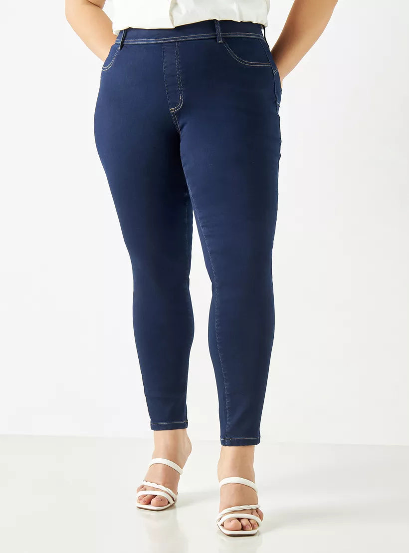 Splash Plus Size Jeggings with Elasticated Waistband