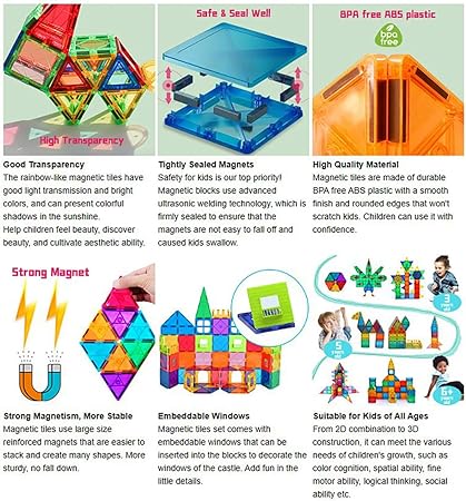 Joytechs Educational 3D Magnetic Tiles Building Blocks