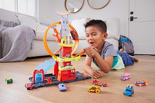 Hot Wheels City Super Loop Fire Station Playset