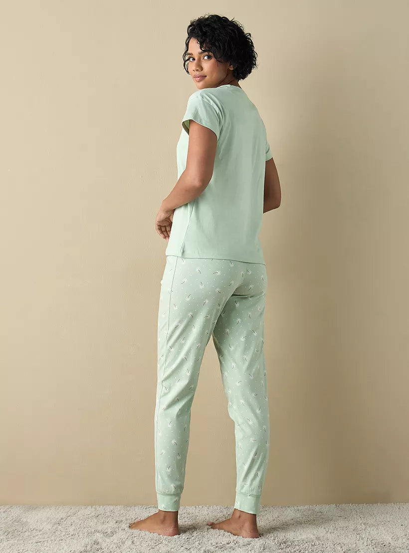 Splash All-Over Printed T-shirt and Pyjama Set