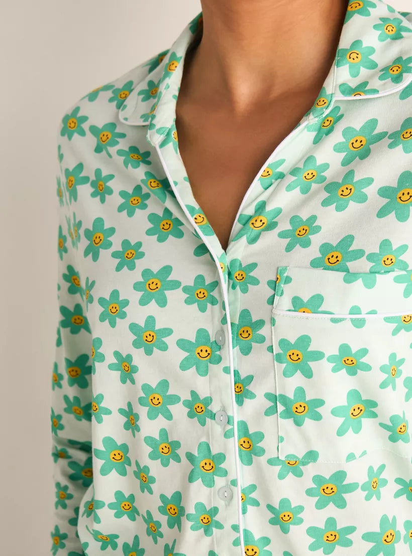 Splash Floral Print Shirt and Pyjama Set