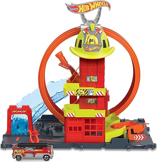 Hot Wheels City Super Loop Fire Station Playset