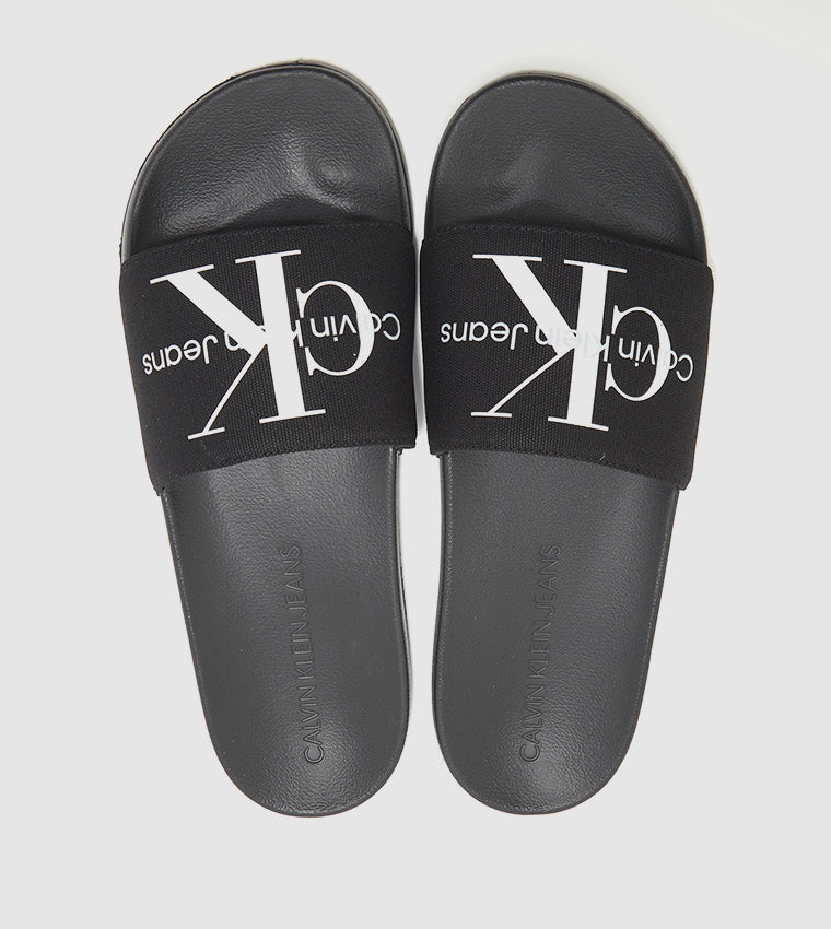 Calvin Klein Logo Printed Open Toe Slides