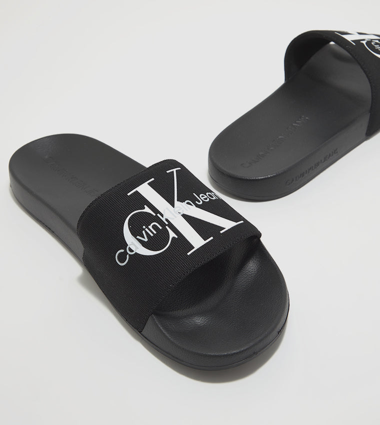 Calvin Klein Logo Printed Open Toe Slides