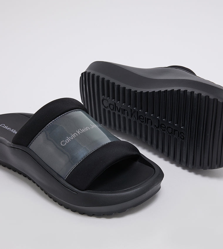 Calvin Klein Logo Detail Open Toe Slides