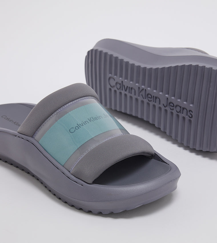 Calvin Klein Logo Detail Open Toe Slides