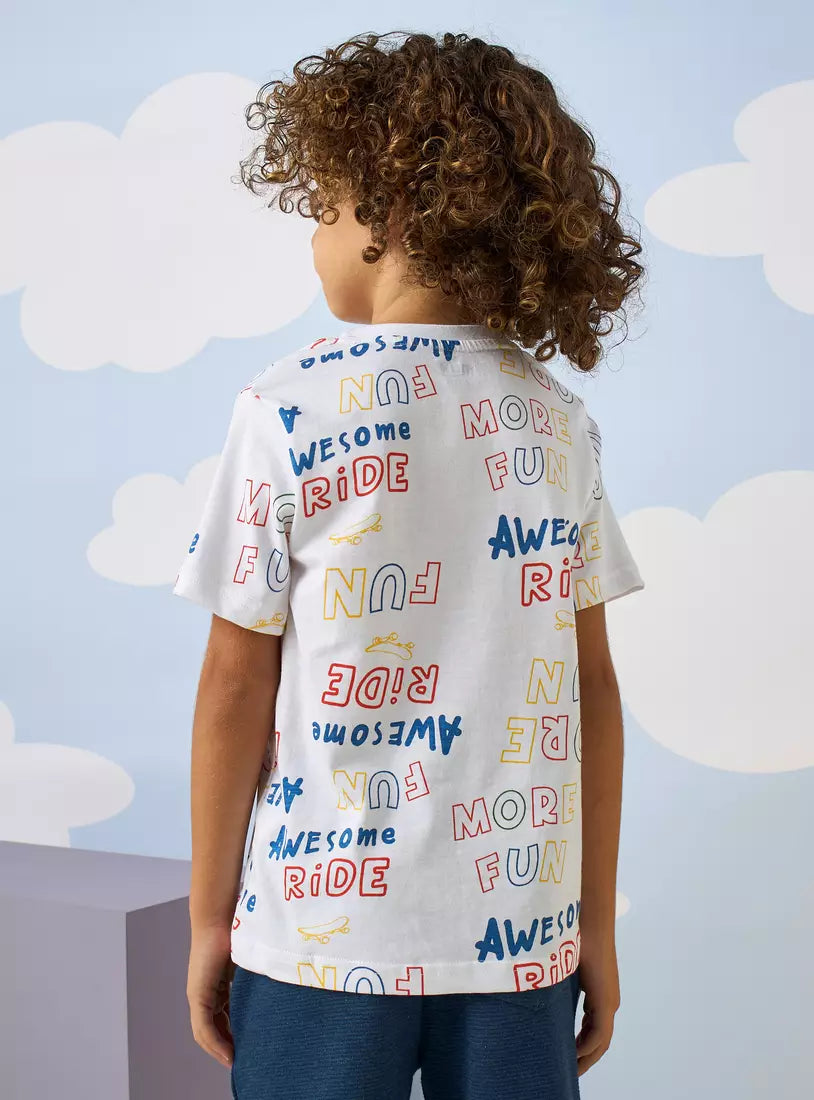 Max All-Over Typography Print Cotton T-shirt