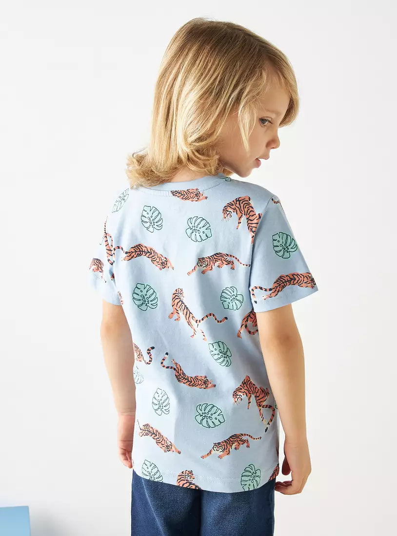 Max All-Over Tiger Print Cotton T-shirt