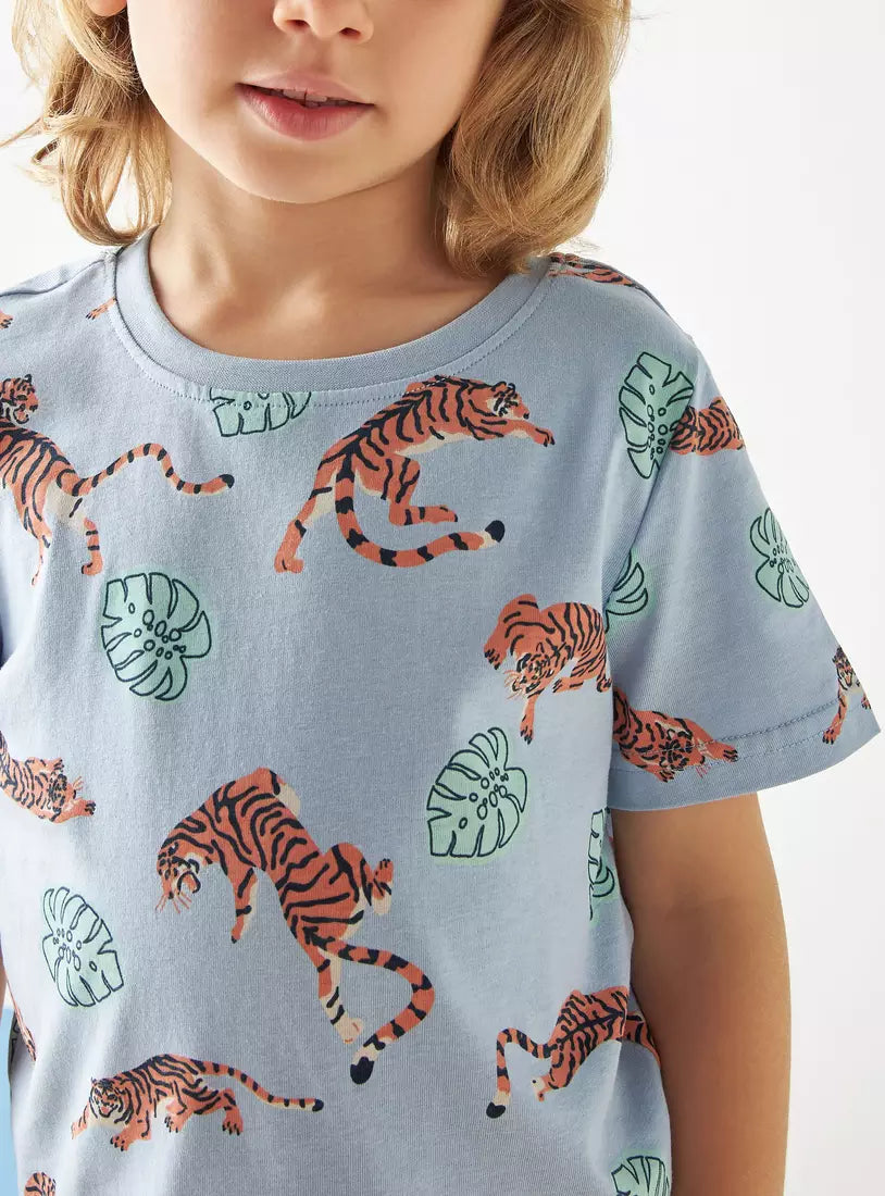 Max All-Over Tiger Print Cotton T-shirt