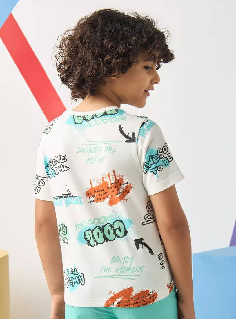 Max All-Over Graffiti Print T-shirt