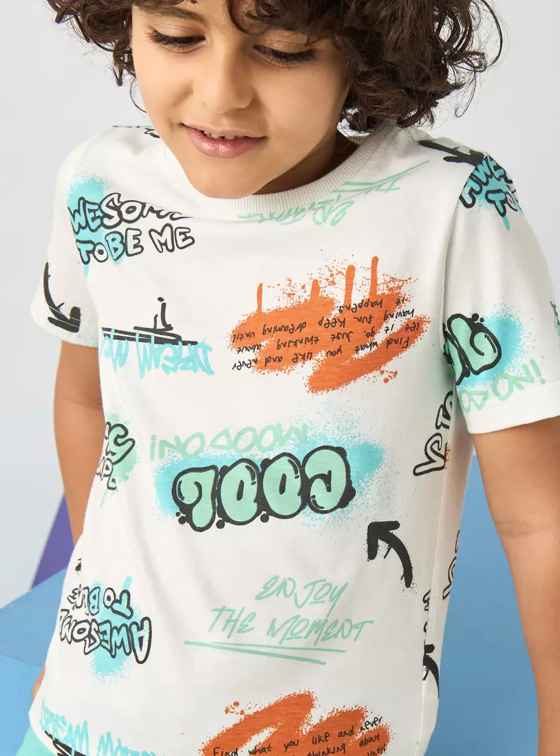 Max All-Over Graffiti Print T-shirt