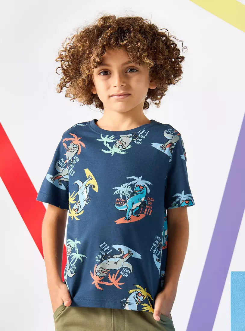 Max All-Over Dinosaur Print T-shirt