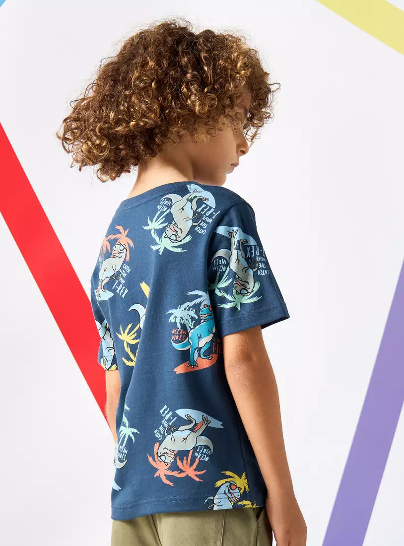 Max All-Over Dinosaur Print T-shirt
