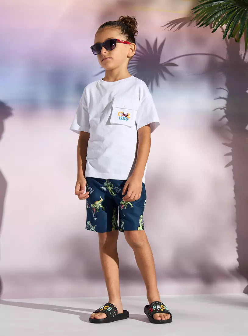 Max All-Over Dinosaur Print Swim Shorts