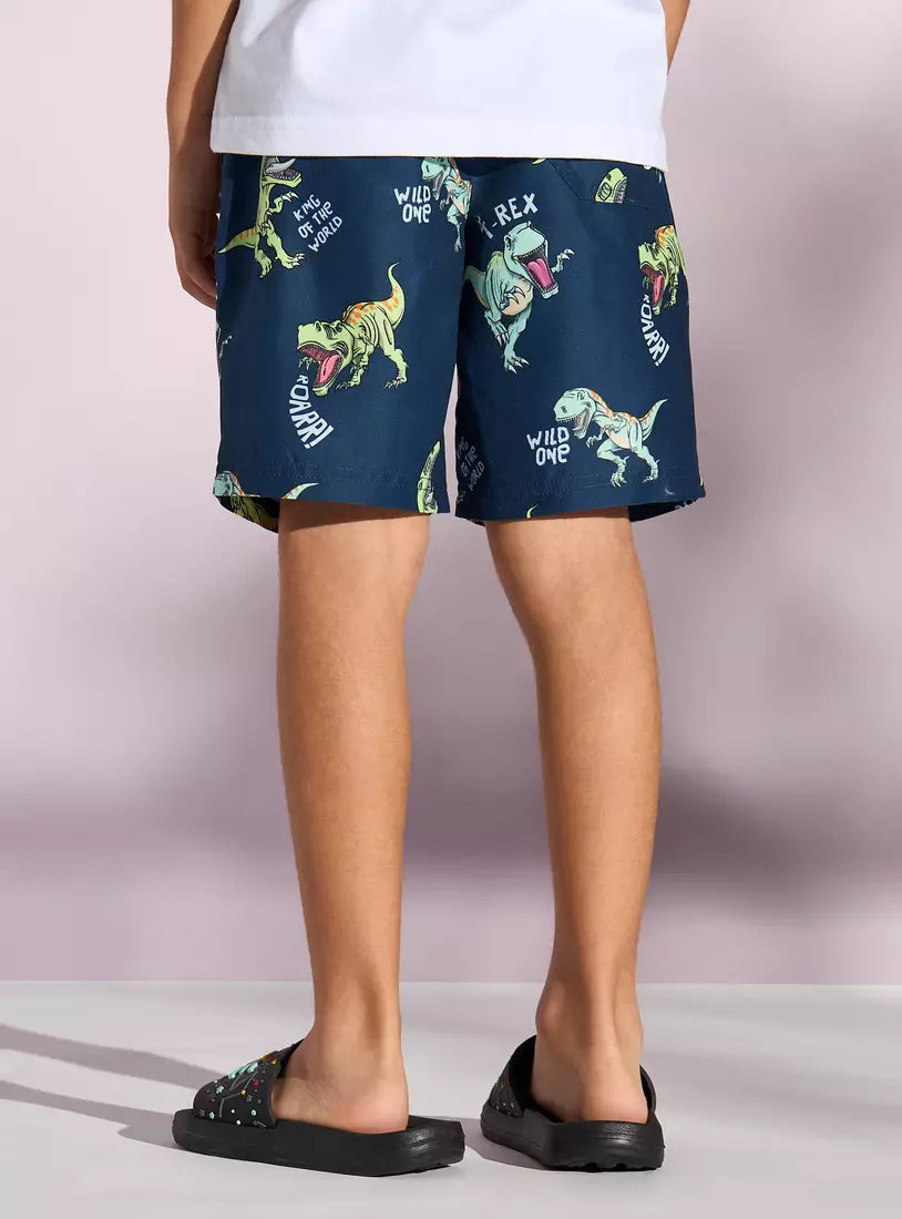Max All-Over Dinosaur Print Swim Shorts
