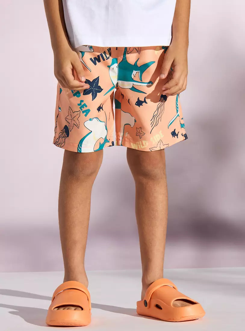 Max All-Over Shark Print Swim Shorts