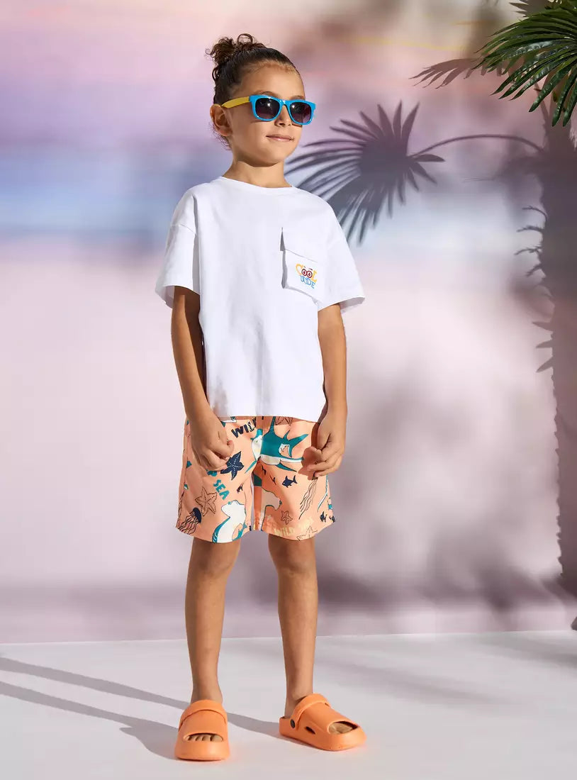 Max All-Over Shark Print Swim Shorts