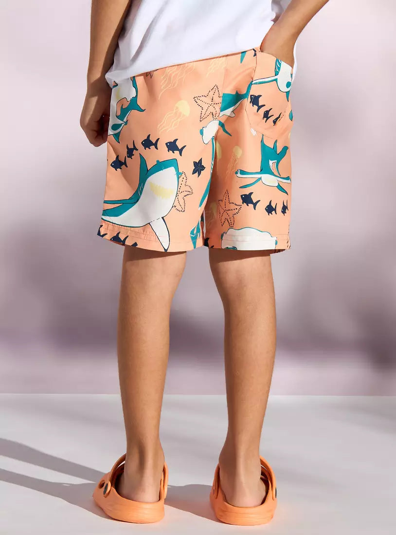 Max All-Over Shark Print Swim Shorts