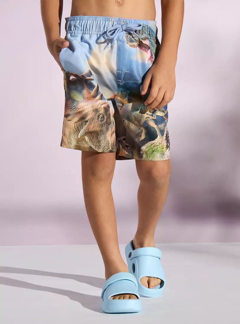Max All-Over Dinosaur Print Swim Shorts