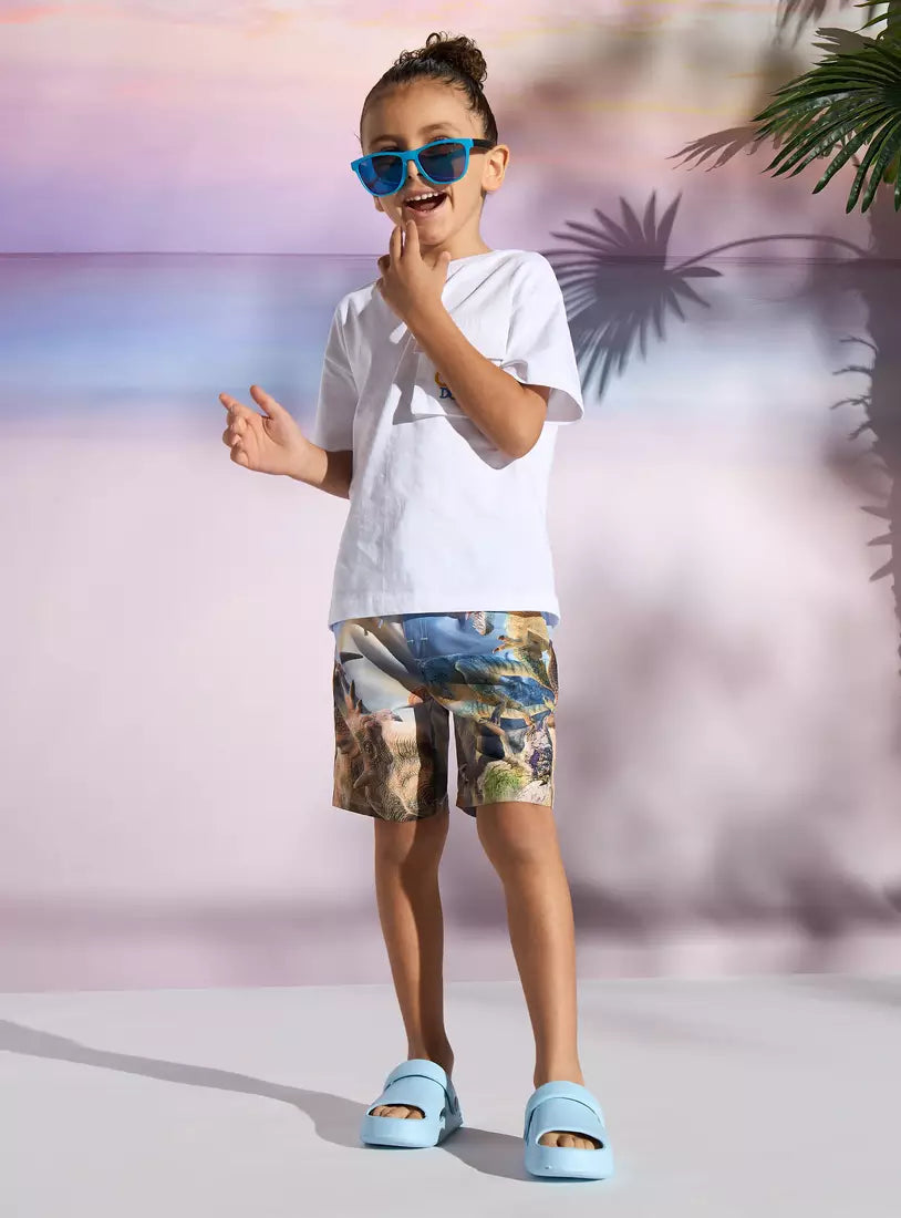 Max All-Over Dinosaur Print Swim Shorts