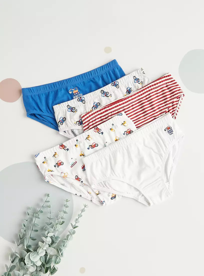 Max Pack of 5 - Truck Print Briefs