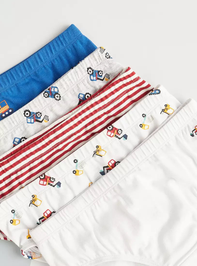 Max Pack of 5 - Truck Print Briefs