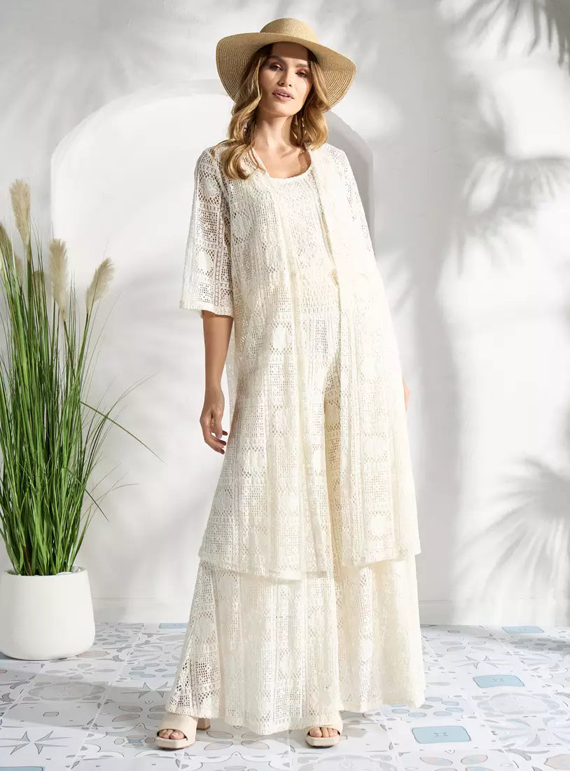 Max Longline Crochet Shrug with 3/4 Sleeves