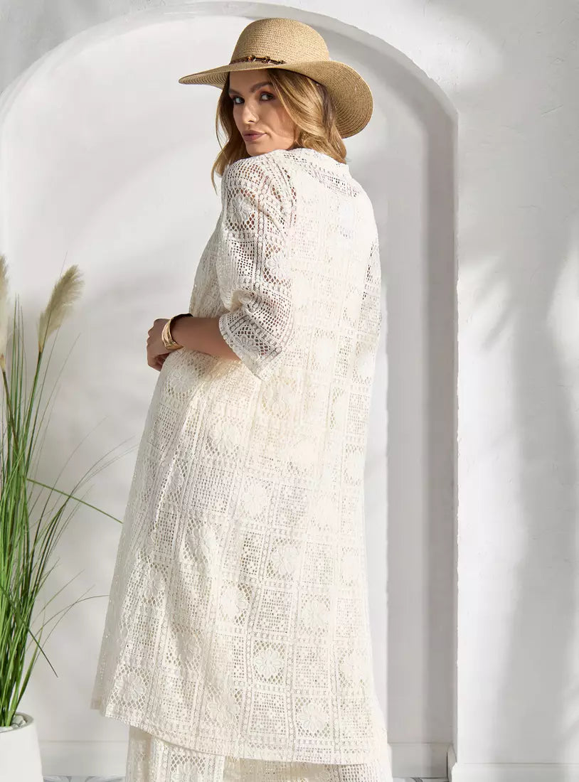 Max Longline Crochet Shrug with 3/4 Sleeves