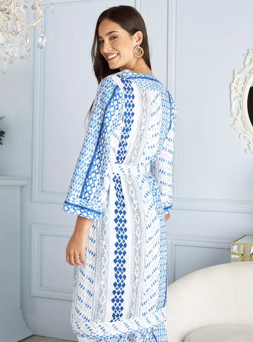 Max All-Over Print Longline Shrug with Tie-Up Belt