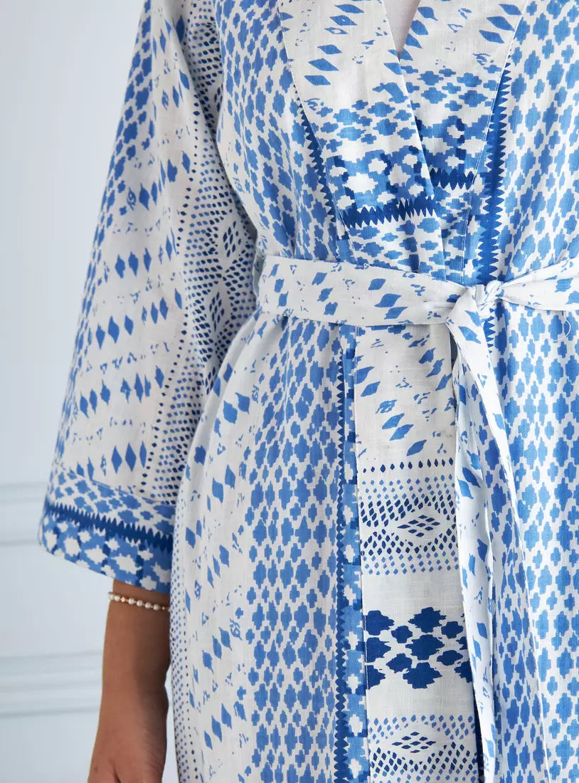 Max All-Over Print Longline Shrug with Tie-Up Belt