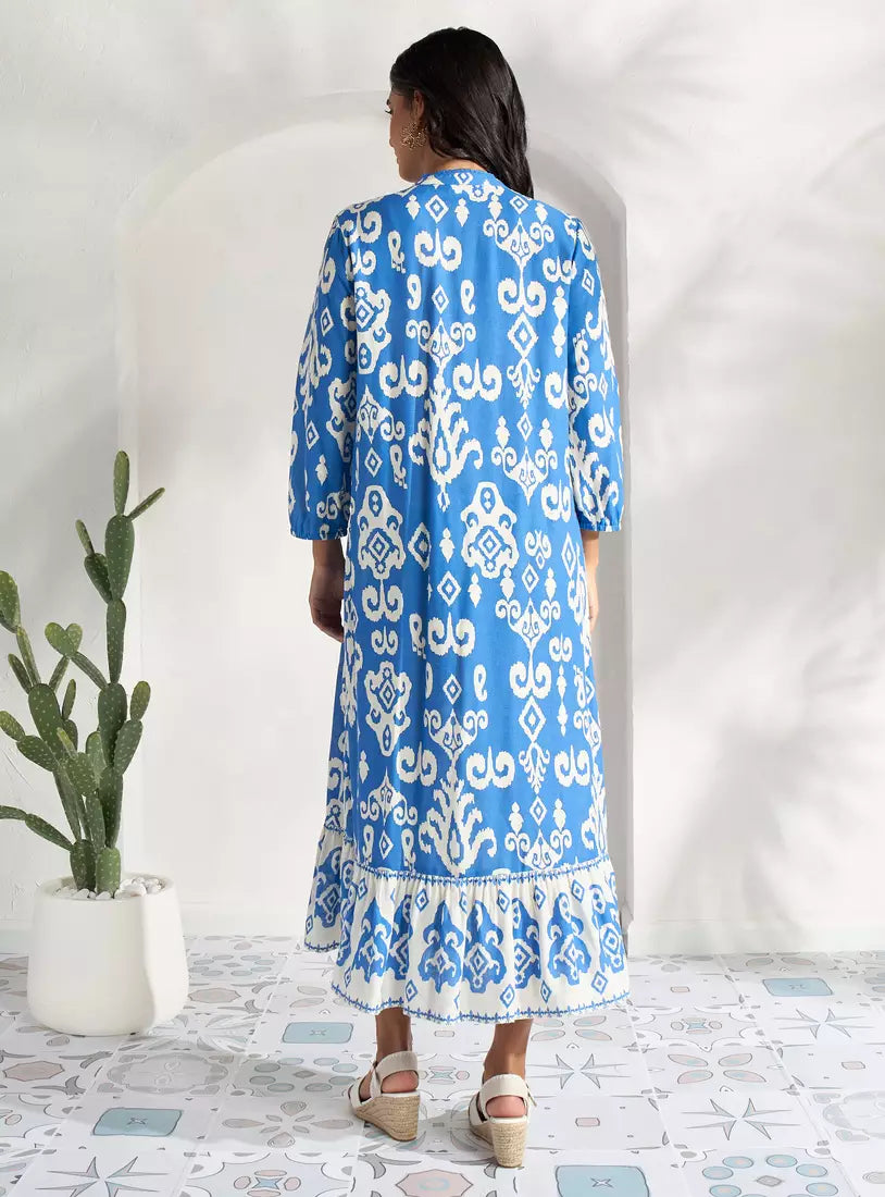 Max All-Over Print Linen Blend Shirt Dress
