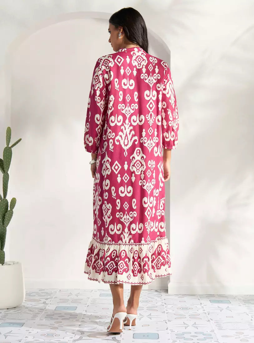Max All-Over Print Linen Blend Shirt Dress