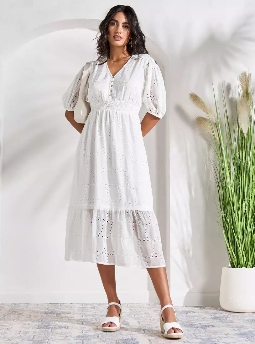Max All-Over Schiffili Embroidered Chiffon Dress