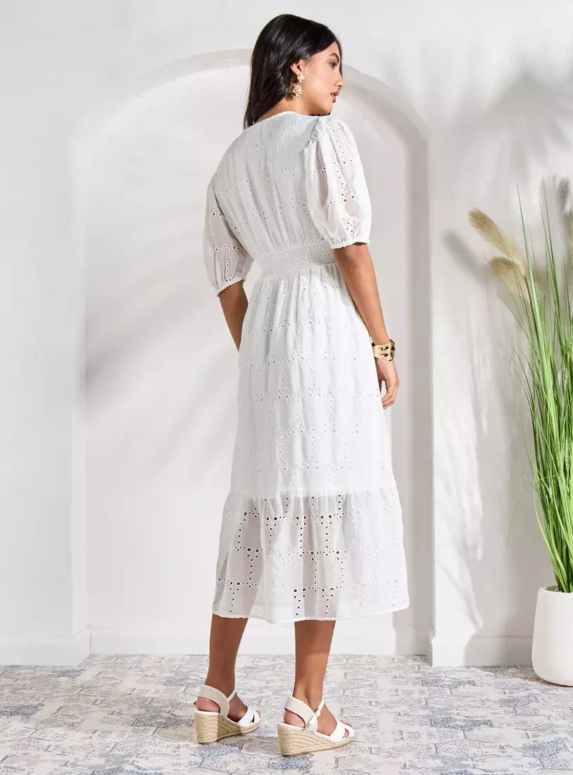 Max All-Over Schiffili Embroidered Chiffon Dress