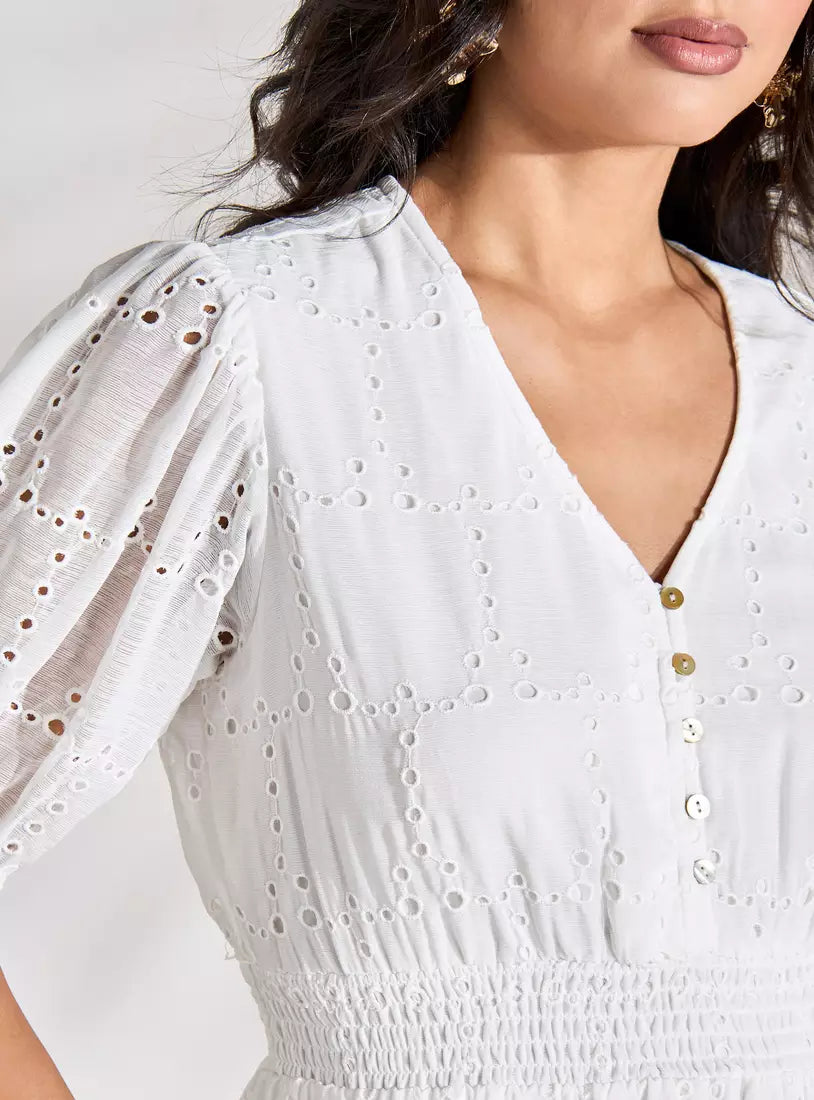 Max All-Over Schiffili Embroidered Chiffon Dress