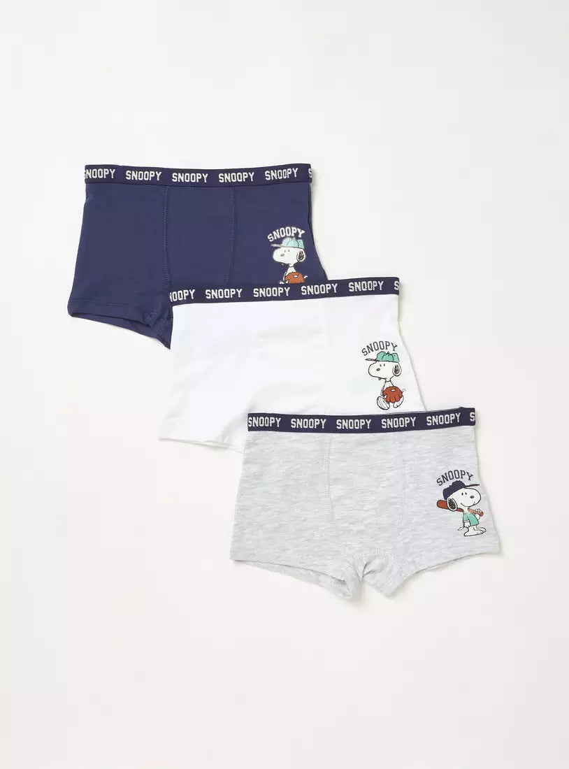 Max Pack of 3 - Snoopy Dog Print Briefs with Elasticated Waistband