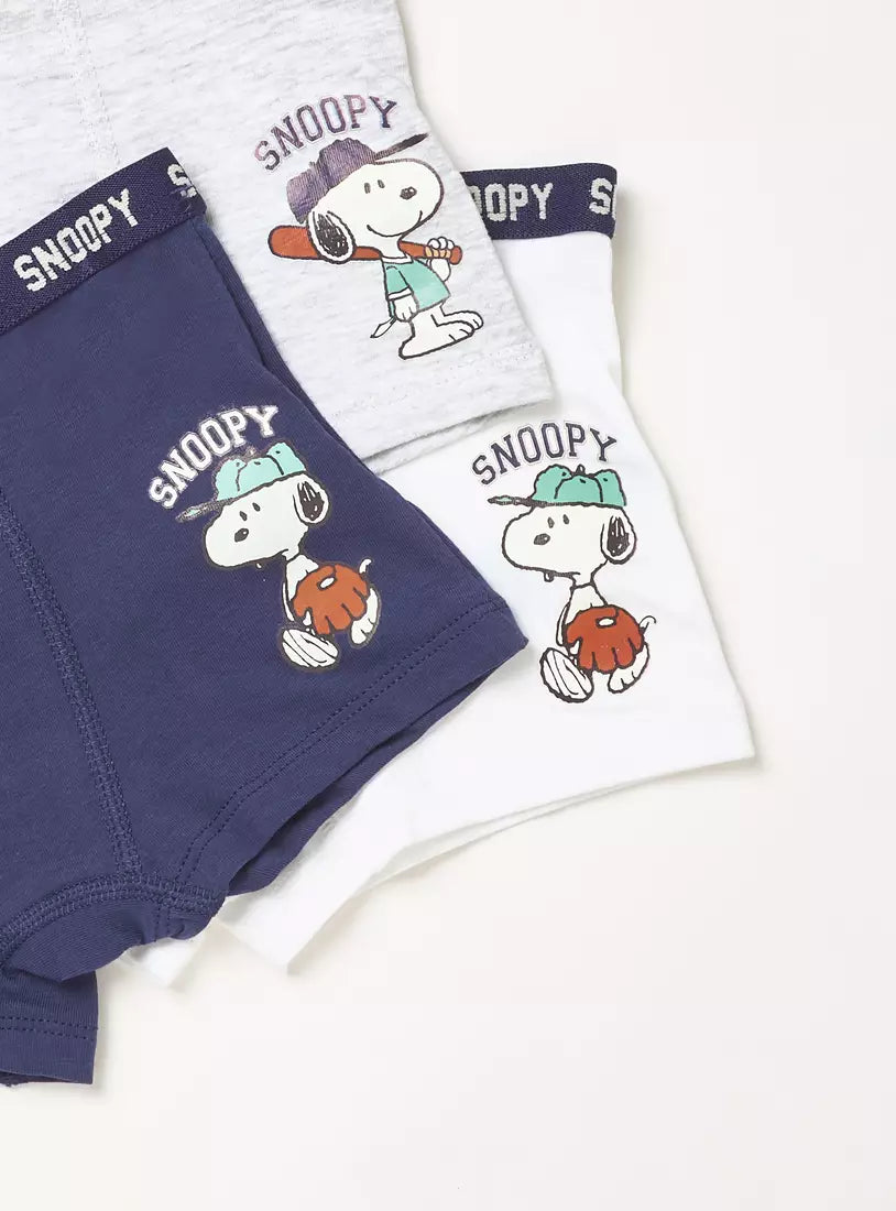 Max Pack of 3 - Snoopy Dog Print Briefs with Elasticated Waistband