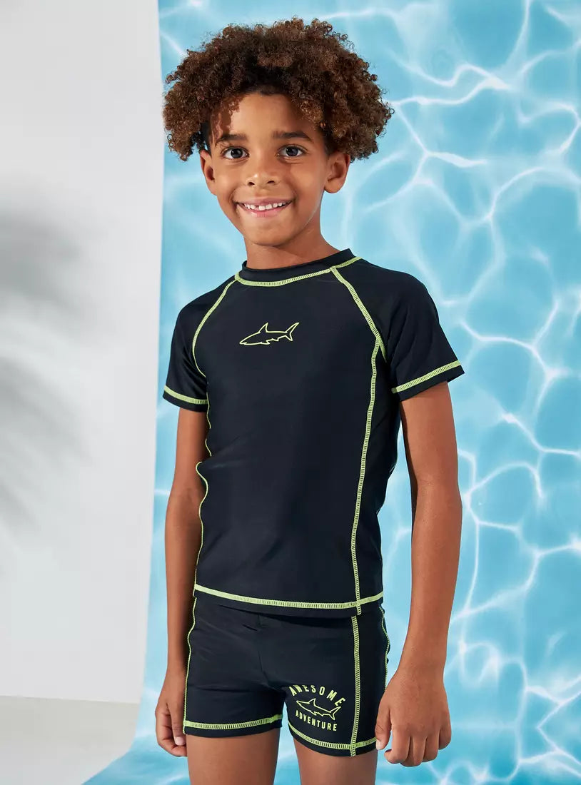 Max Printed Cut and Sew Swim T-shirt and Shorts Set