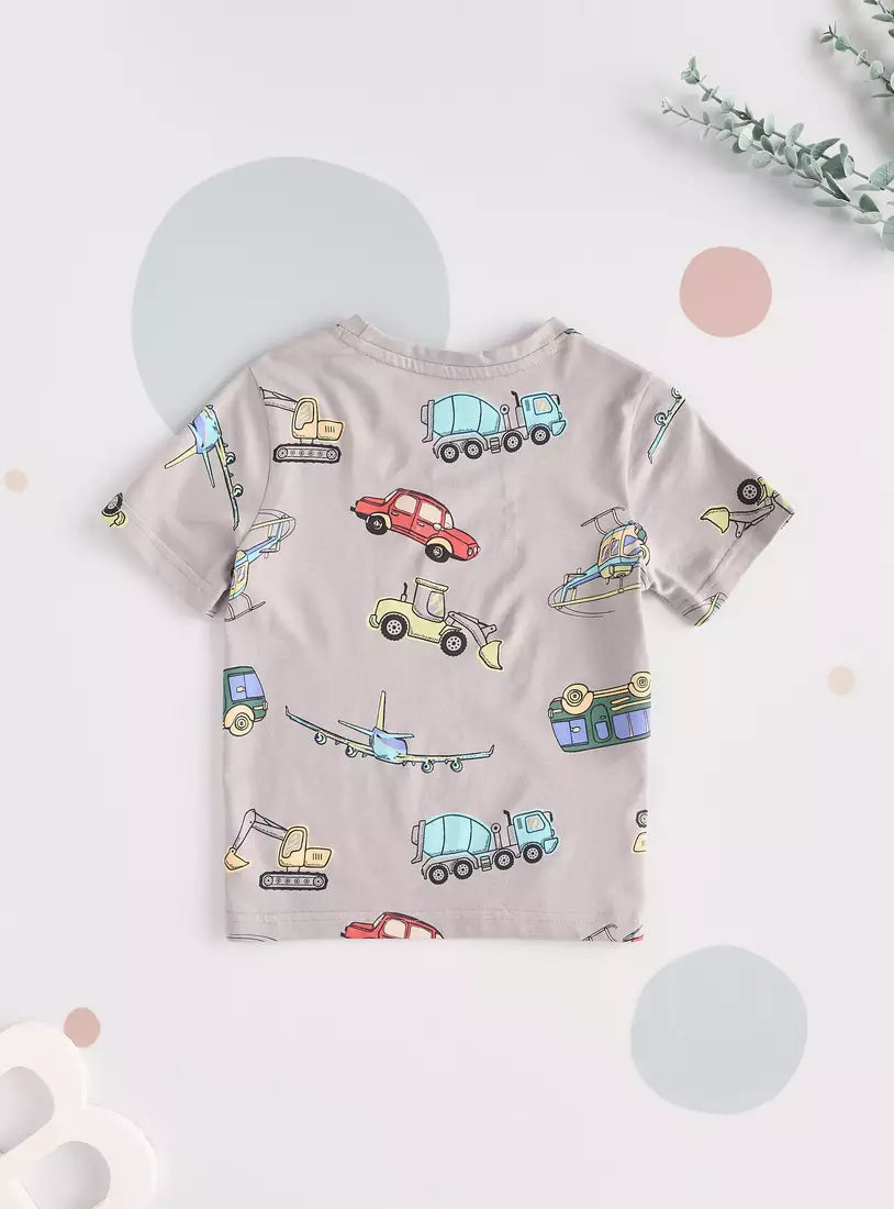 Max All-Over Vehicle Print Cotton T-shirt
